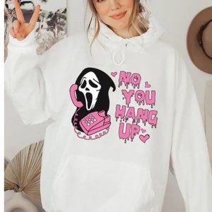 No You Hang Up Hoodie, Halloween Sweatshirt, Halloween, Ghostface